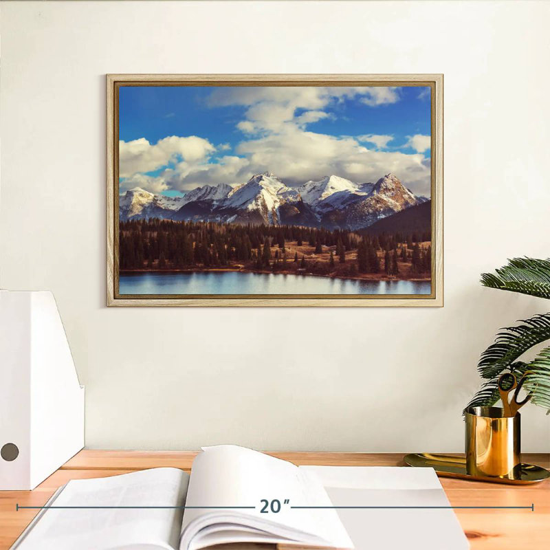 Paysage de montagnes Rocheuses, Cadre flottant en bois naturel, 13 po x 9 po