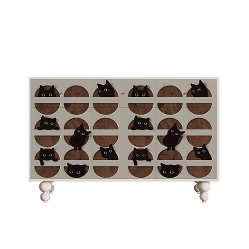 Armoire d'appoint et buffet Abstraction, Blanc / multicolore