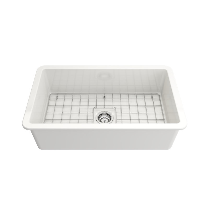 Sotto 32'' White Fireclay Single Bowl Drop-in Kitchen Sink