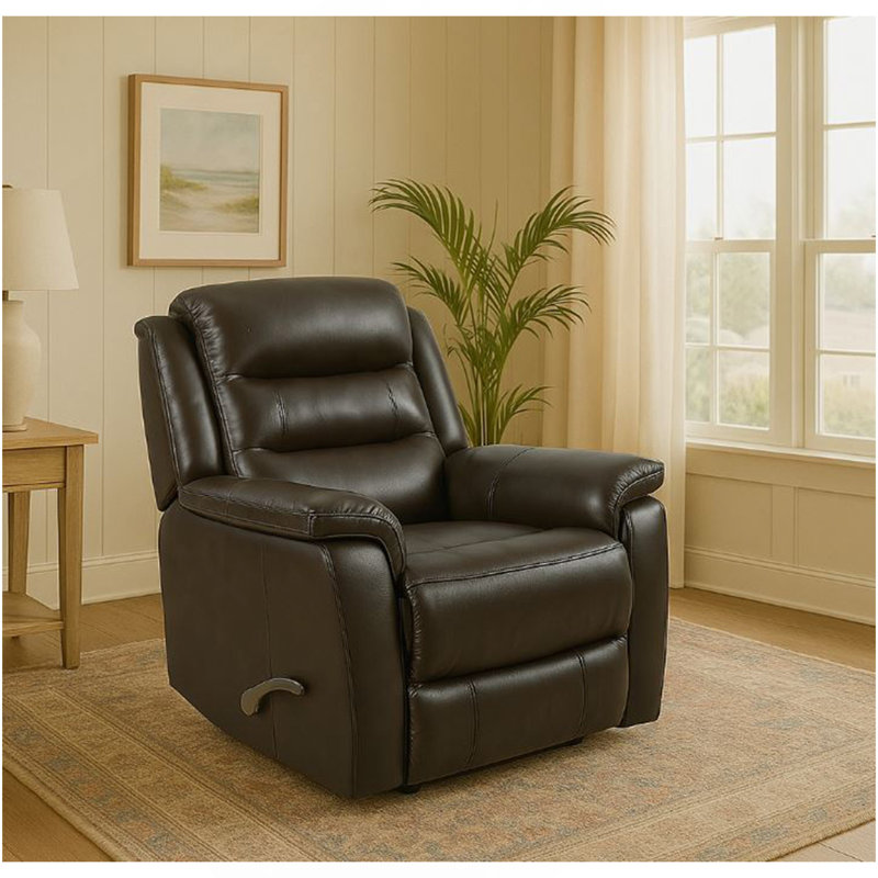 Fauteuil inclinable pivotant en cuir Man Wah Madrid, chocolat, Chocolat