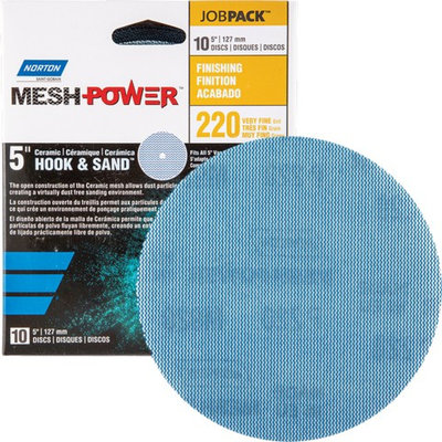 Norton 68438 5" 220G Mesh Power Hook & Sand Sanding Disc - 10Pk