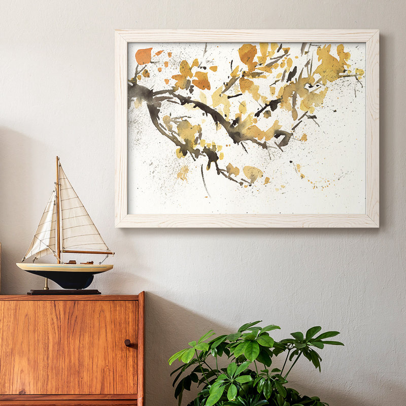 Watercolor Tree Branch I, reproduction d'art sur toile, Cadre blanc, H 18 po x l 26 po x P 1,5 po