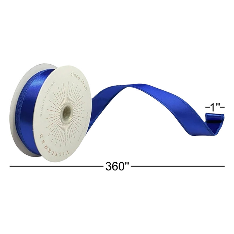 Vickerman 10yd Satin Christmas Ribbon, Blue, 0.2" H x 360" W x 1" D