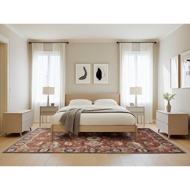 Tapis brun lavable à la machine, Rectangle de 5 pi x 8 pi