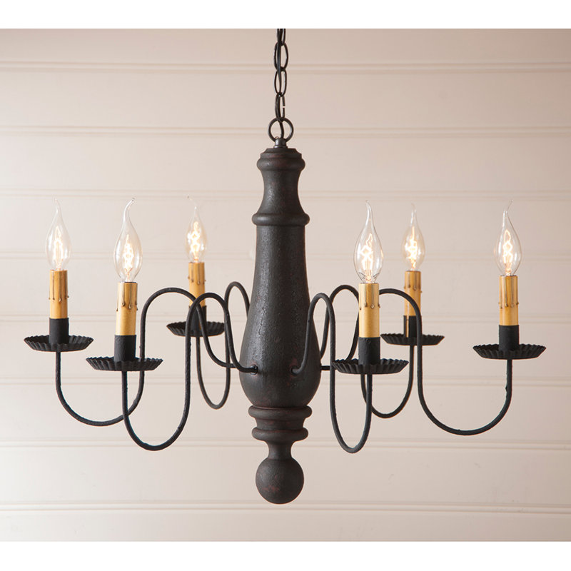 Lustree 6 lumières façon bougie/classique Wetherell, Noir Hartford sur rouge