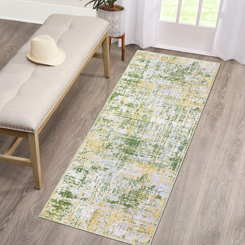 Abstract Machine Washable Area Rug Low Pile Non Slip Modern Rug Foldable Stain Resistant Carpet for Living Room Bedroom Indoor Ultra Thin Mat
