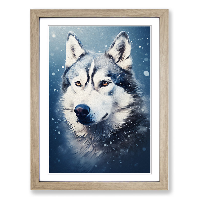 Husky Digital No.2 - Framed Print, Oak Framed, 46cm H x 34cm W x 2cm D