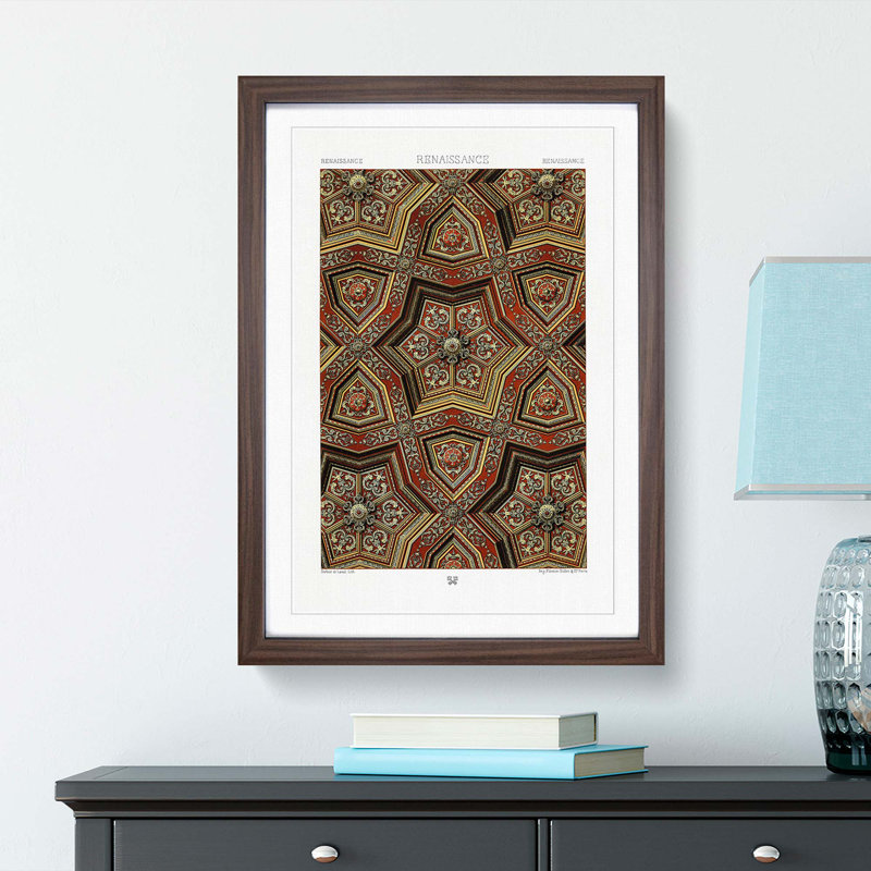 A Renaissance Pattern by Albert Racinet - Framed Print, 65cm H x 48cm W x 2cm D, Walnut Framed