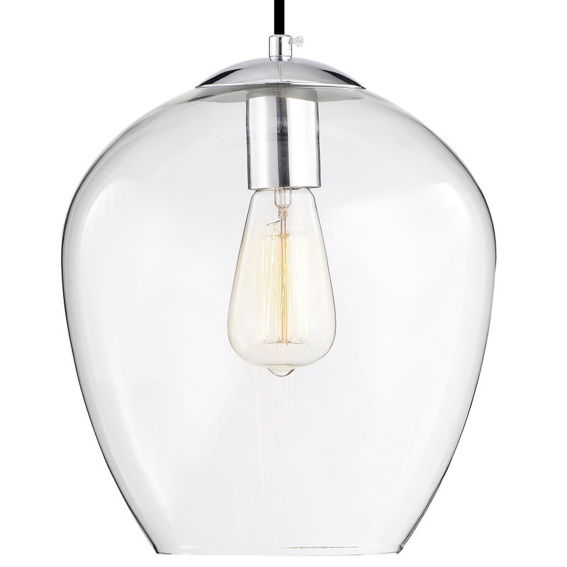 Grand luminaire suspendu en verre chromé, Grand chrome, H 12 po x l 10 po x P 10 po