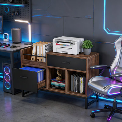 Classeur latéral avec tiroirs spacieux et rangement multifonctionnel pour la maison ou le bureau.