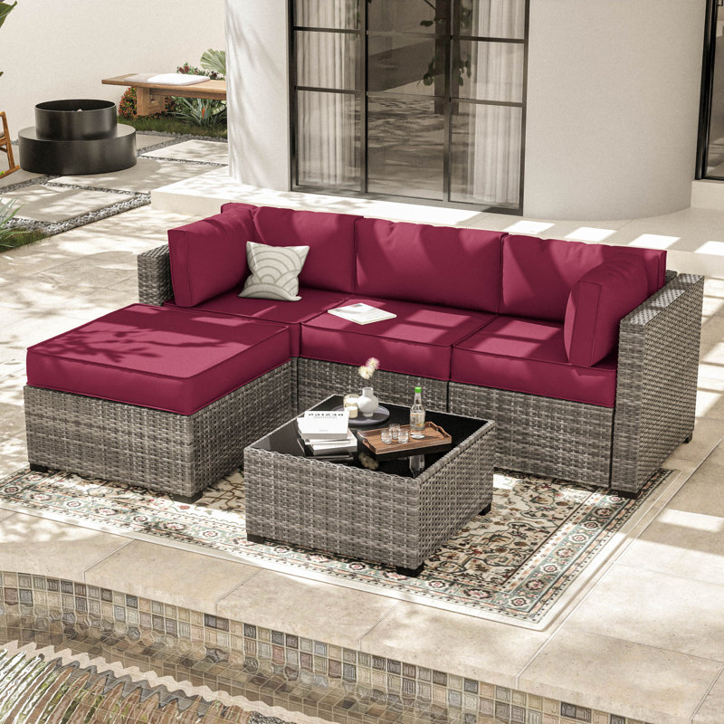 Cartert 9 Pcs Outdoor Cushion Cover Set For 3" Outdoor Cushions And Patio Furniture Cushion Covers,  Only Covers, Fuchsia Red