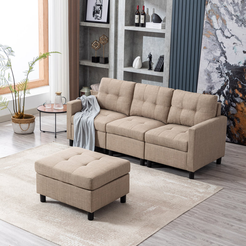 Modular Sofa & Chaise with Ottoman