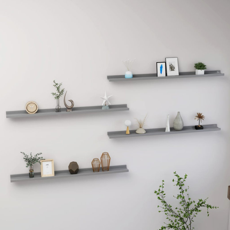 Floating Shelf, 1.2" H x 39.4" W x 3.5" D, Gray