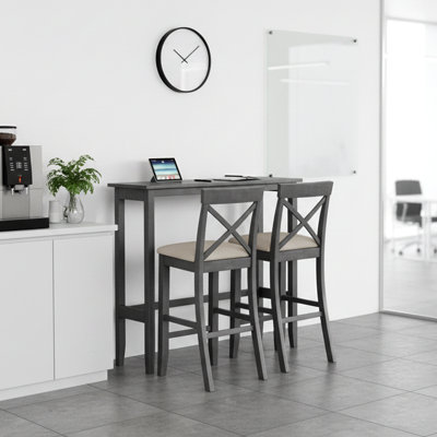 Ensemble 3 pièces de tables de bar avec tabourets et sièges rembourrés