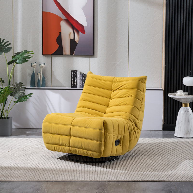 Kaylina Upholstered Home Theater Seat, Yellow Velvet