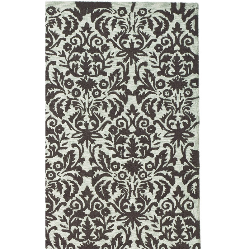 Hand Hooked Wool Pile Damask Rug, Runner 2'6" x 8'