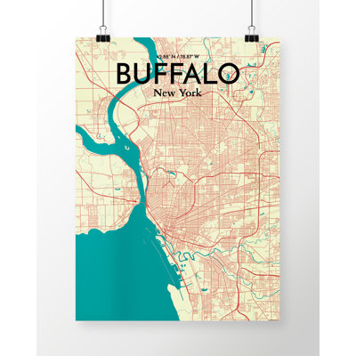 Buffalo City Map 1 Piece Wall Art