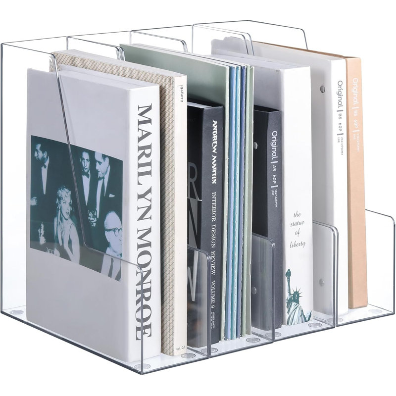 Clear File Organizer Desk Organizer And Storage Bins Holding For Magazines, Binders, Notebooks, Envelopes, Plastic Office Organization And Storage For Desk, 4 Pack