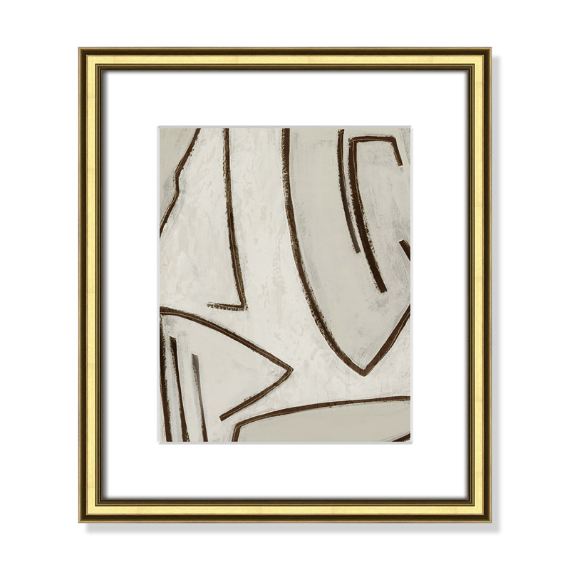 Dessin au trait - Peinture encadrée, Encadrement doré, L 14,25 po x H 16,25 po