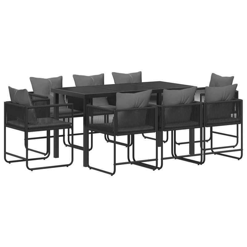 Patio Dining Set with Cushions included, 9, 73 cm H x 160 cm W x 80 cm D, 8
