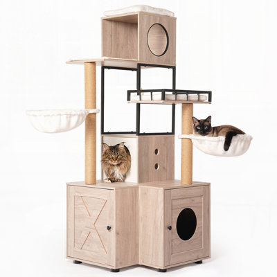 63" Multi-Functional Cat Tree with Litter Box