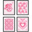 «Watercolor Pink Heart Circle Flower Collages», impression encadrée sur papier, 4 pièces-97782243-97782245