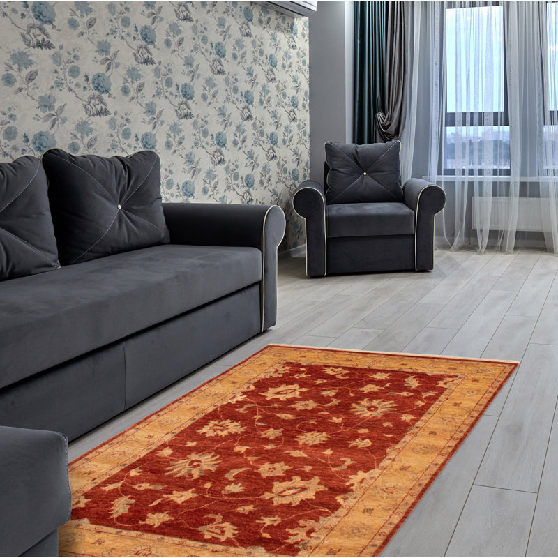 Tapis unique en laine noué à la main 3 pi 11 po x 5 pi 11 po nouvel âge John-Stephan