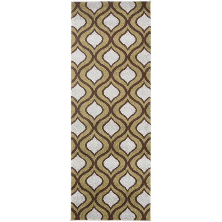Tapis ardoisé / olive à motif géométrique Gil