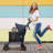 4 Wheel Folding Pet Stroller, Foldable Dog Jogger Stroller with Adjustable Canopy and Mesh Window-107312774