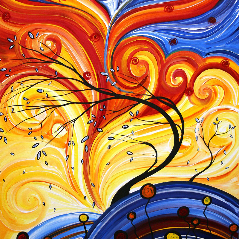 " Madart Inc. Whirlwind ", 12" H x 12" W  , No, Wrapped Canvas