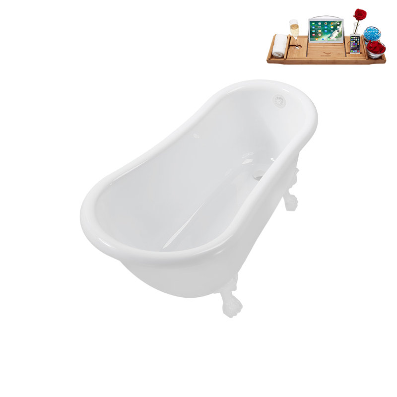 53.1'' x 25.6'' Soaking Acrylic Bathtub, Glossy White, Glossy White