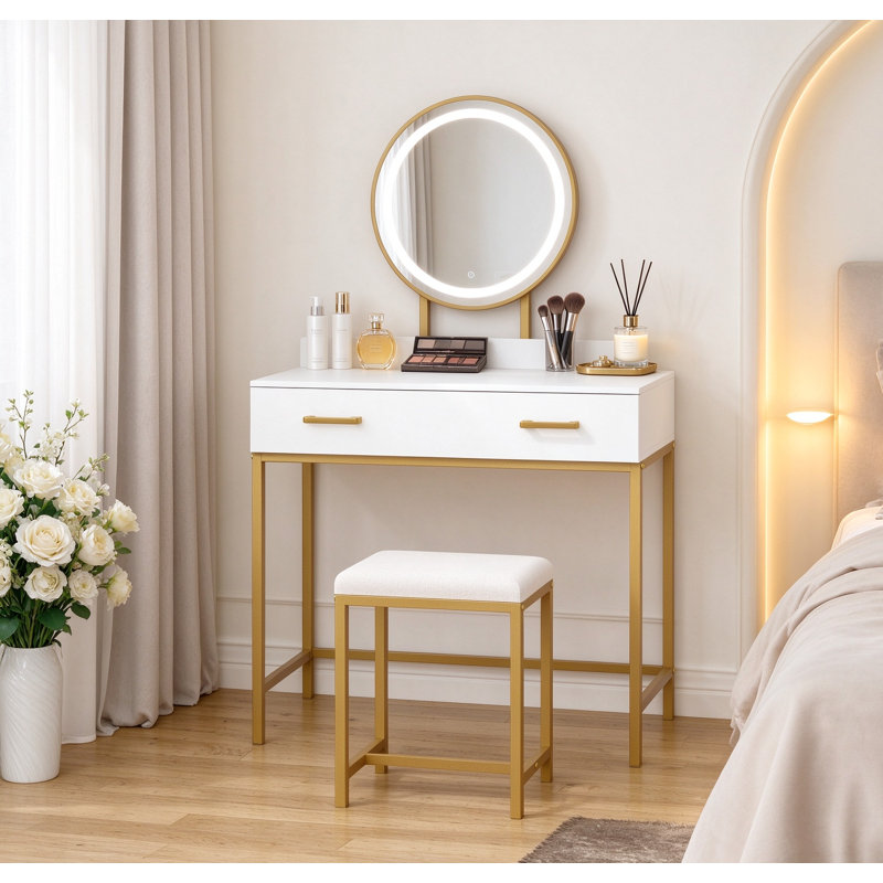 Ensemble de coiffeuse avec miroir et lumières