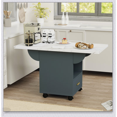 39.4 Inch Wood Folding Dining Table With 4 Wheels, Multi-Functional And Space-Saving Design For Modern Living