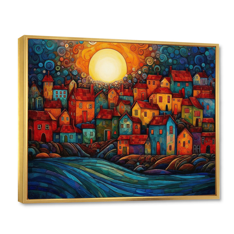 Evening's Embrace By The Coast I, H 24 po x l 32 po x P 1 po, Cadre flottant doré