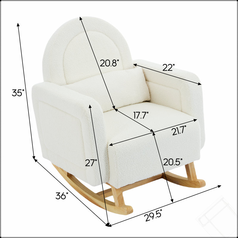 Chaise berçante d'appoint avec dossier incurvé et coussin, confort ultime pour votre maison, velours en peluche
