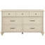 Commode 7 tiroirs Mid-Century - 54 pouces, bois vieilli, idéale pour la chambre à coucher, la chambre de bébé ou le salon-1249689529