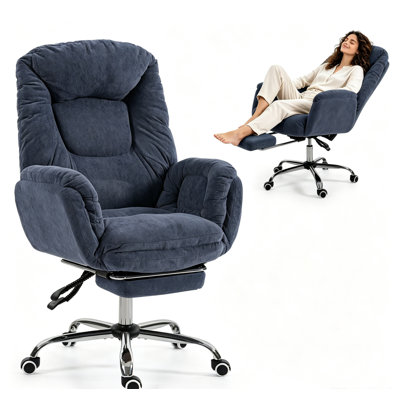 Cross Legged Office Chair - Ergonomic Chair with Reversible Armrests, Adjustable Recline 90°-135°, Hidden Footrest & Black Finish for Office and Gaming