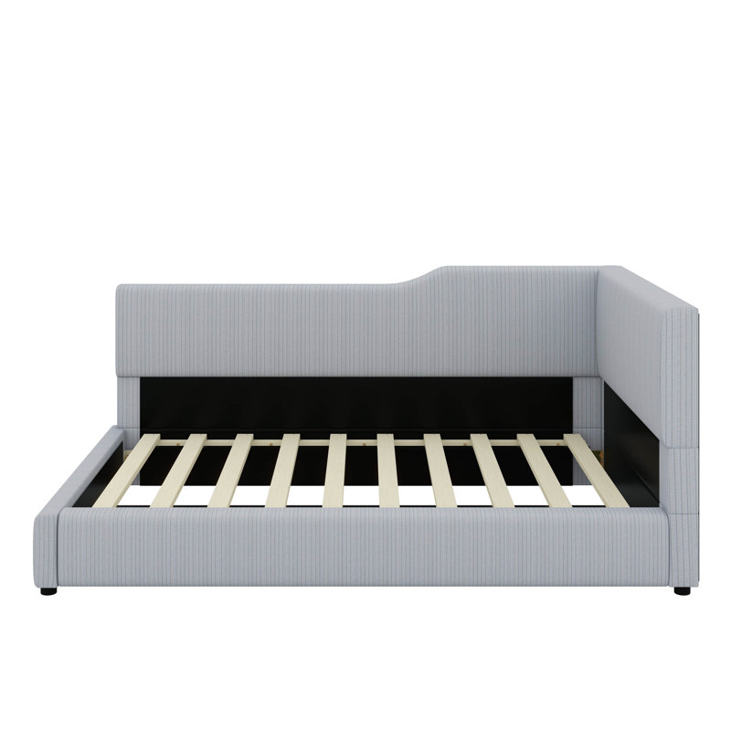 L-Shaped Corduroy Daybed, Gray, Twin
