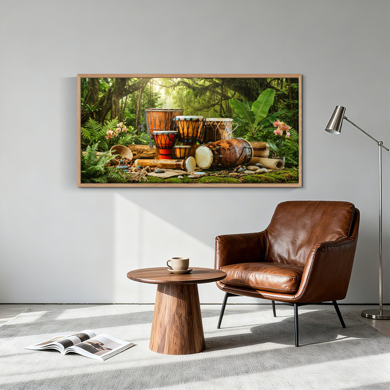 Tableau encadré sur toile « Tambours de la nature » ​​​​(1 pièce), 147 x 71 cm, 58 po x 28 po