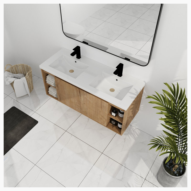 Emonte 47.6'' Double Bathroom Vanity with Ceramic Top