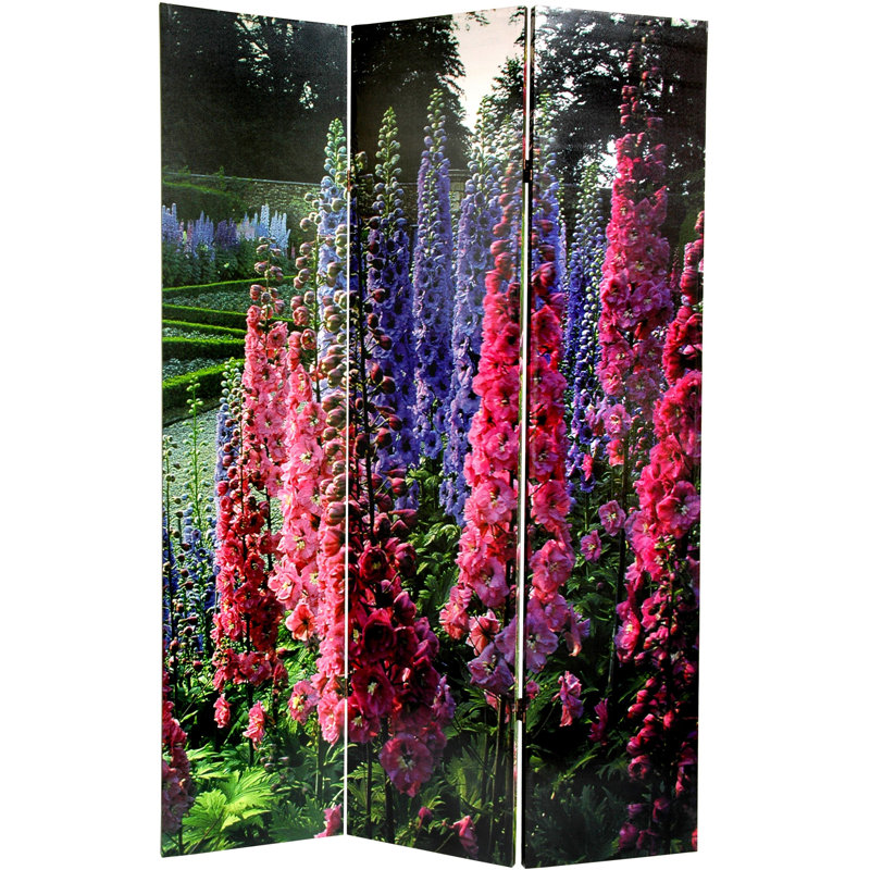 6 Ft. Tall Double Sided Vintage Flowers Canvas Room Divider, Foxglove