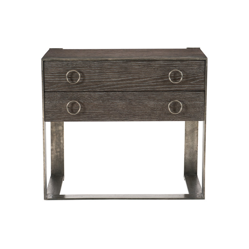 Dixon Transitional 2-Drawer Nightstand in Weathered Charcoal Gray