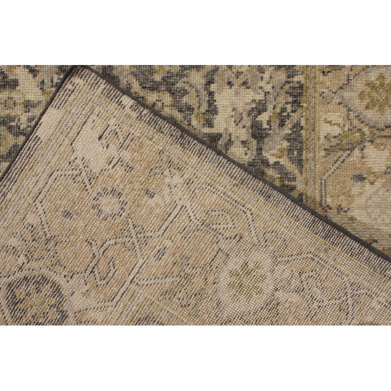 Rug & Kilim’S Distressed Classic Custom Rug In Grey, Beige Herati Pattern, Rectangle 5' x 8'