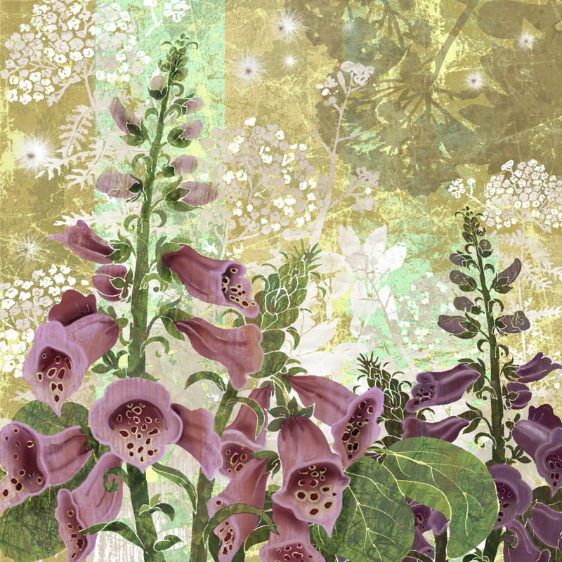 Foxglove Meadow I by Roberta Collier-Morales - Wrapped Canvas Print, 30cm H x 30cm W