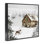 Winter White Cabin avec cerf, estampe numérique, design par Jennifer Pugh