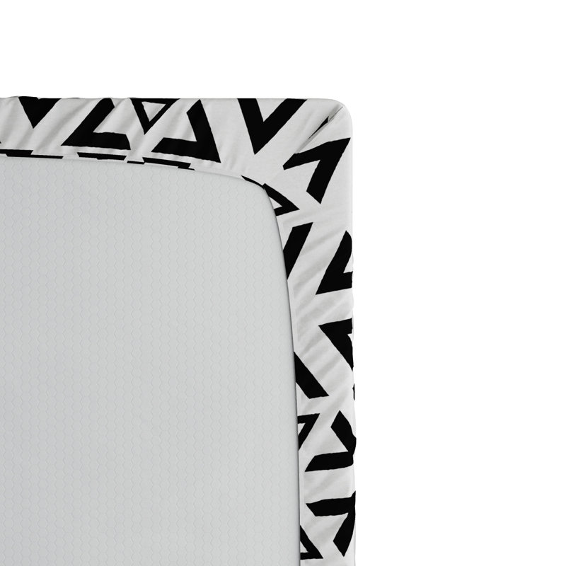 Twin Black and White Geometric Microfiber Fitted Sheet