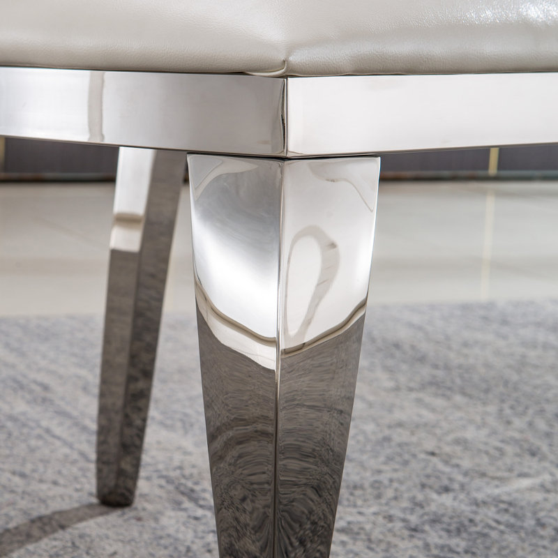 Chaise d'appoint rembourrée en argent Damarae, Argent argent, Blanc