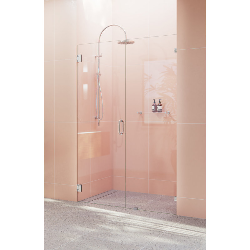 Illume 52.5 in. x 78 in. Fully Frameless Wall Hinge Shower Door, Polished Chrome