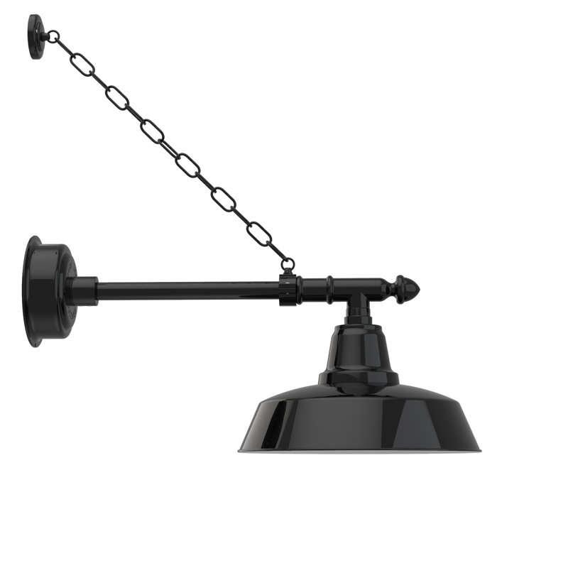 Luminaire de grange d’extérieur à del Vandervliet, H 11 po x l 14 po x p 28 po, Blanc