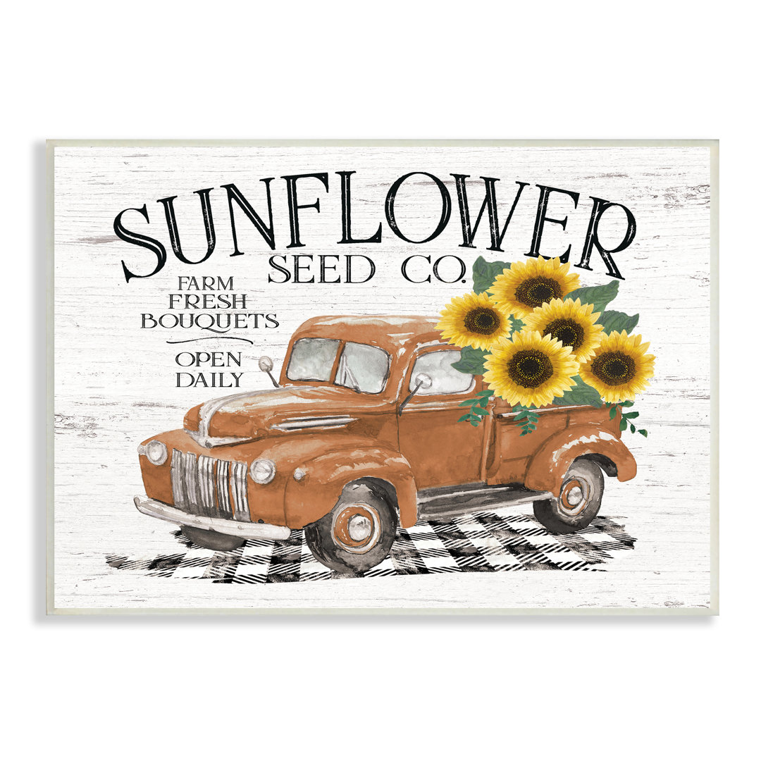 " Vintage Sunflower Seed Co. Advertisement Red Farm Truck " Stupell Industries 